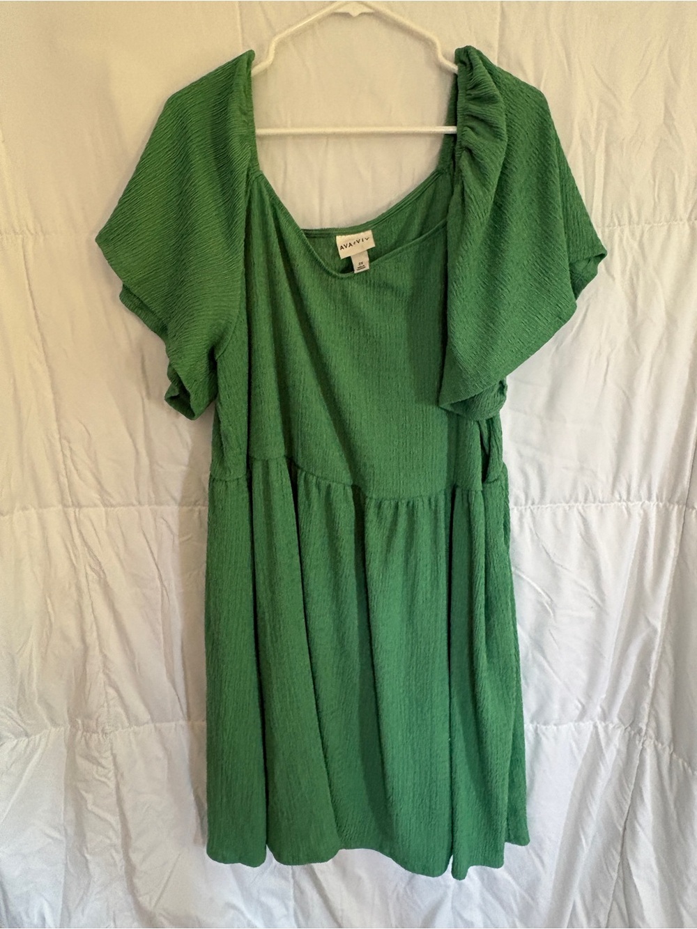 Ava & Viv Emerald Green Flutter-Sleeve Mini Dress